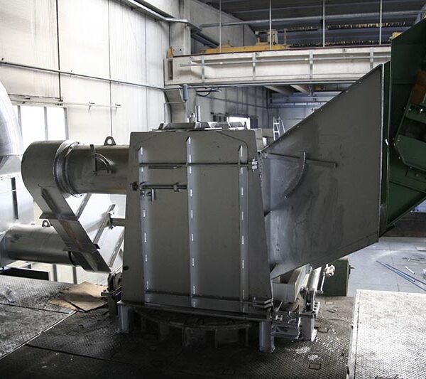 Extraction hood system for smelting furnace by Ghirarduzzi seen up close.